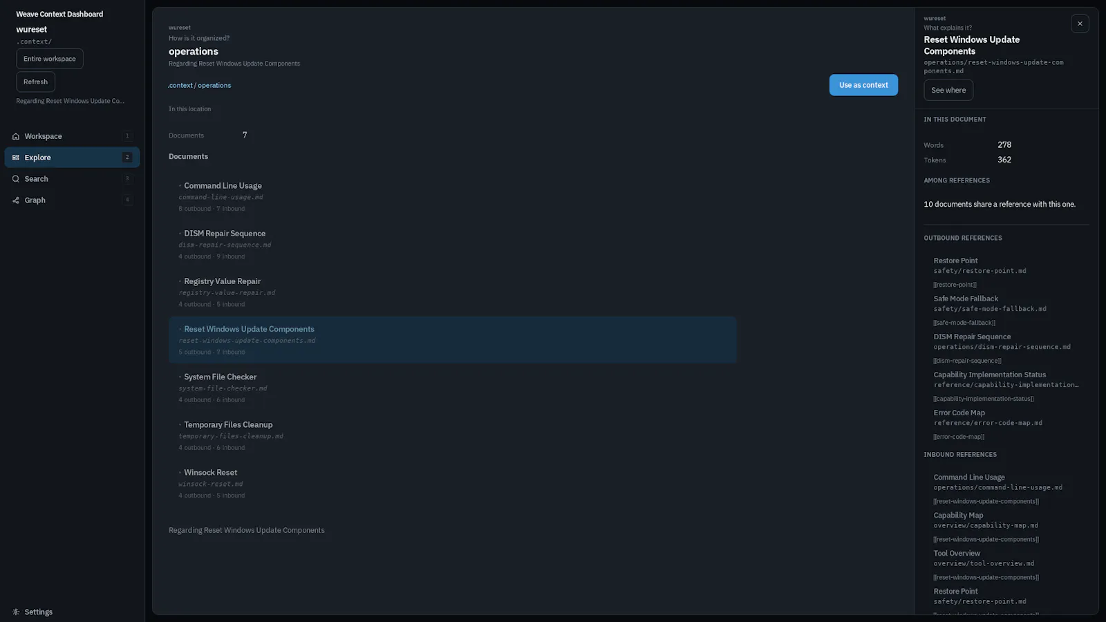 Weave Context Dashboard screenshot 6
