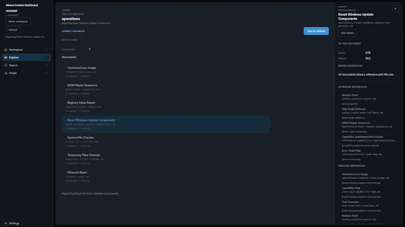 Weave Context Dashboard screenshot 6
