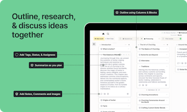 Screenshot of intuitive outlining board for organizing writing projects