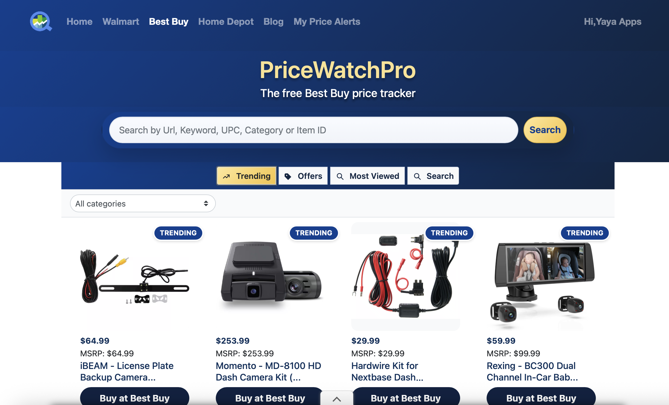 PriceWatchPro.com - Main product screenshot demonstrating key features and user interface