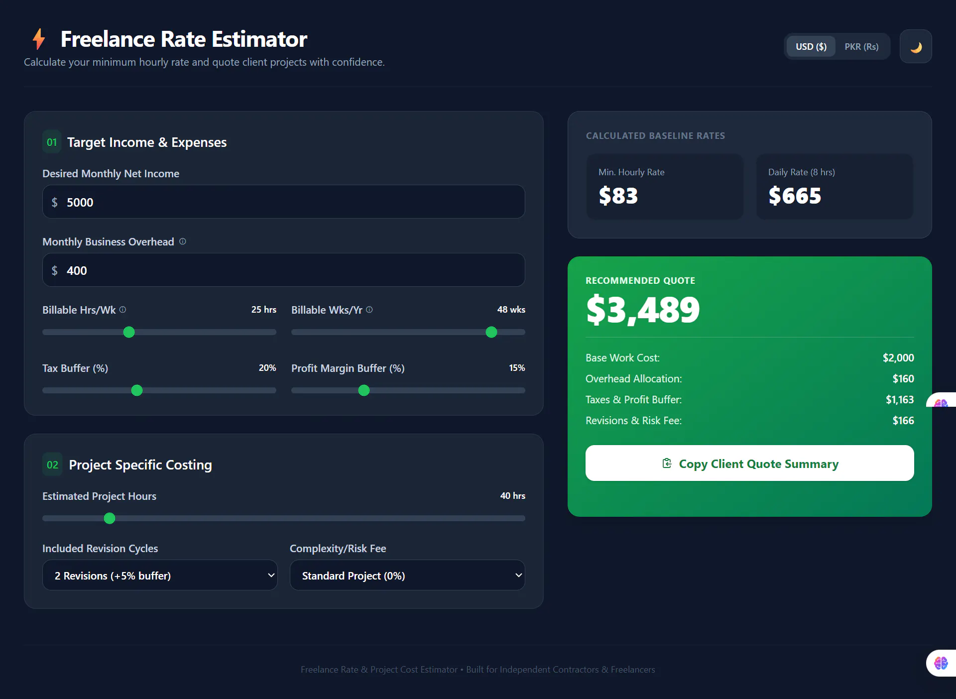 Freelance Rate & Project Cost Estimator gallery image