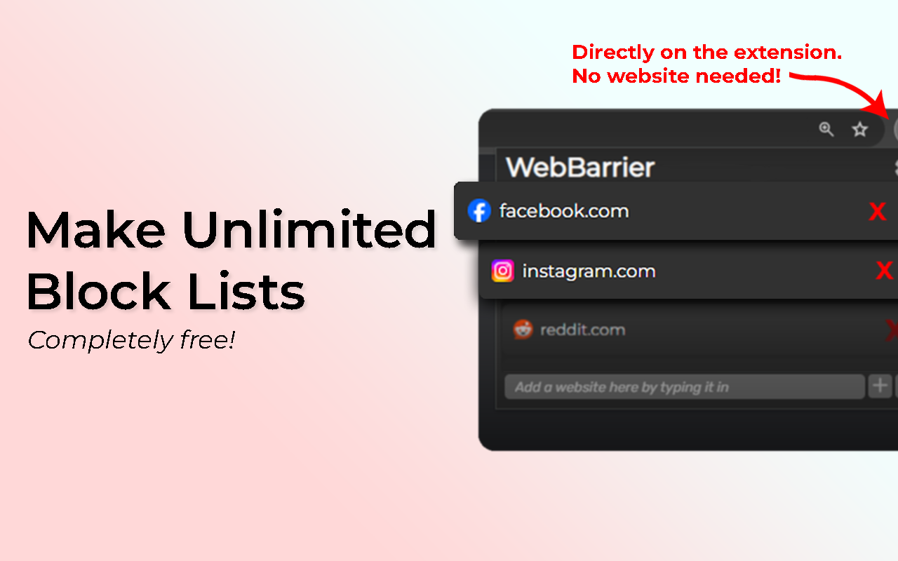 startuptile WebBarrier-Free website blocker google extension