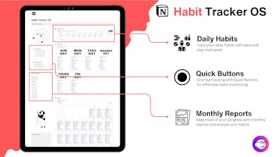 Notion Habit Tracker - barras de progresso e gráficos exibem o desempenho do hábito