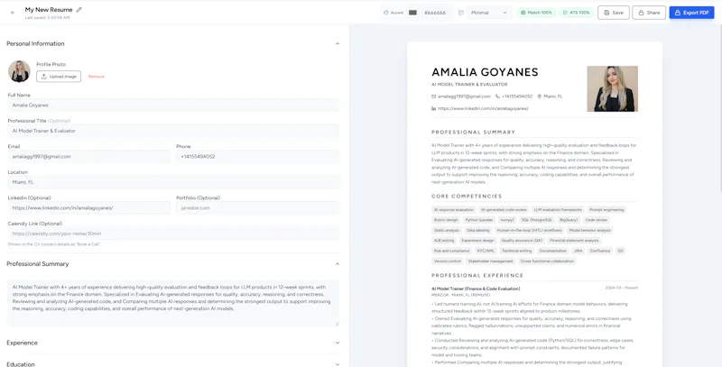Resumo - CV Builder screenshot 2