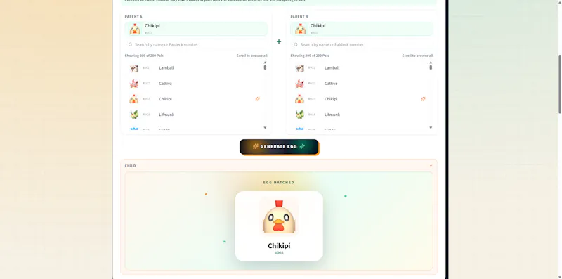 Pal Breeding Calculator screenshot 2