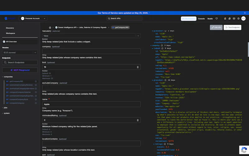 Career Intelligence API — Jobs, Companys screenshot 1