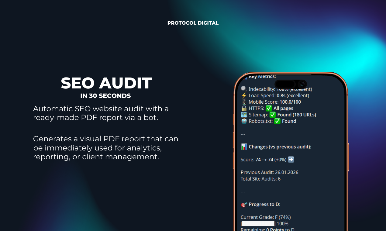 Protocol Digital SEO - Main product screenshot demonstrating key features and user interface