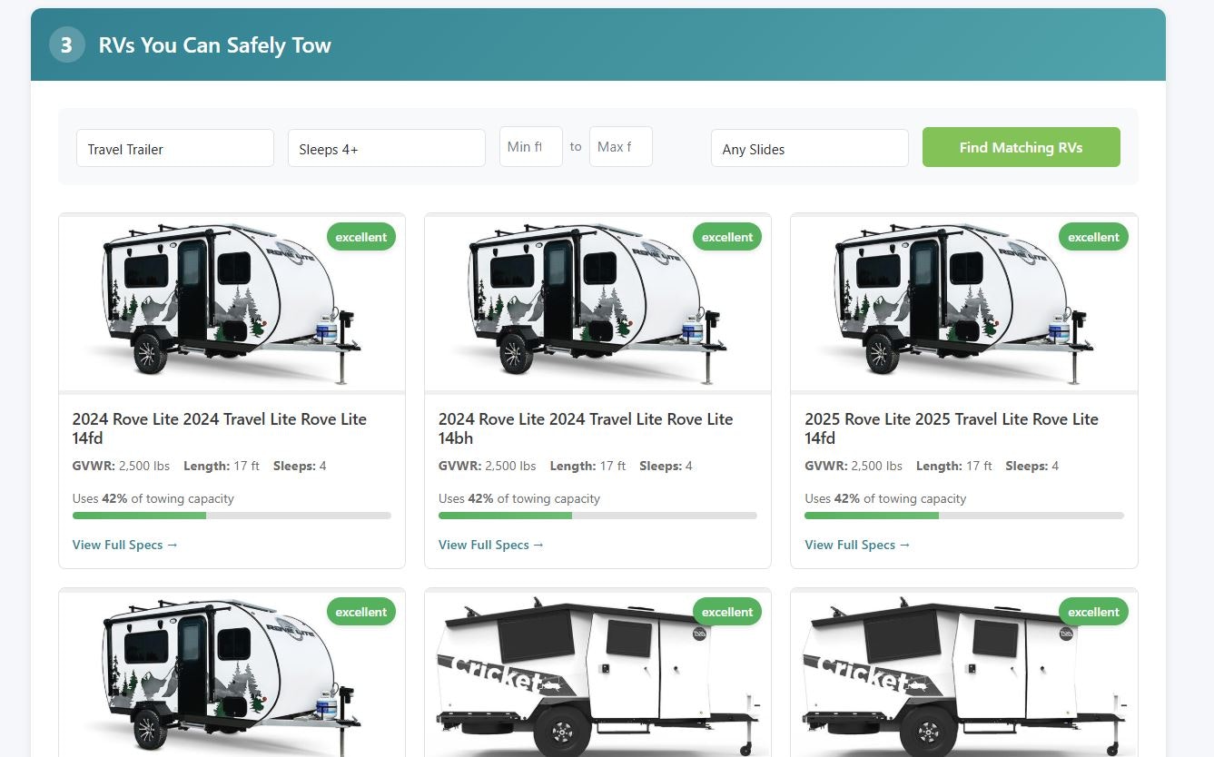 MintRV Visual Towing Calculator gallery image