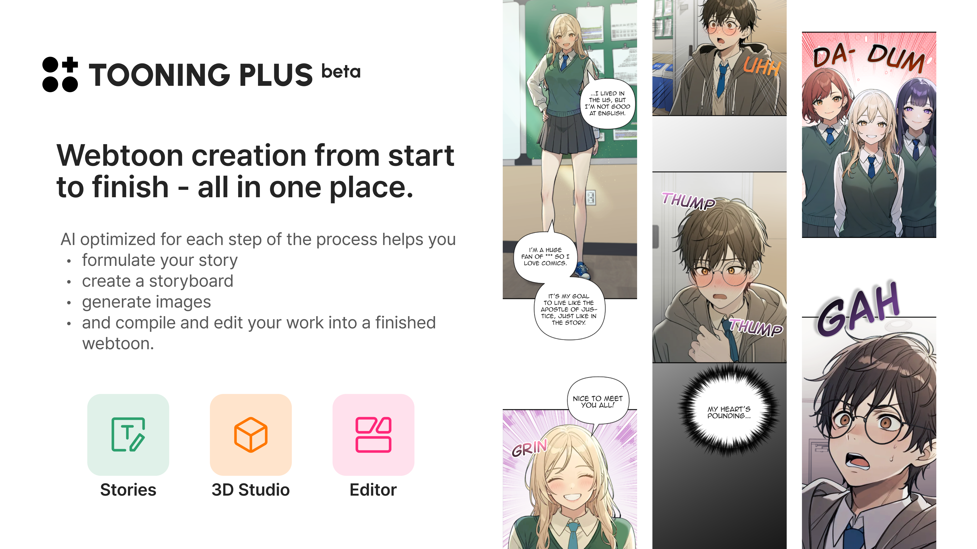 tooning Plus - 从开始的AI讲故事和Webtoon/Comics Creation媒体3