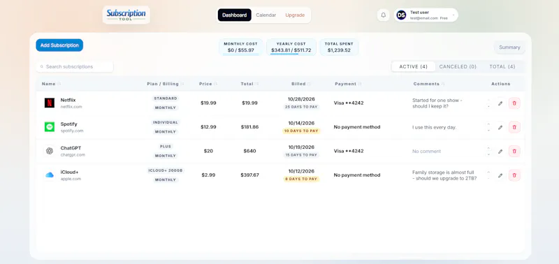 Subscription Tool screenshot 2
