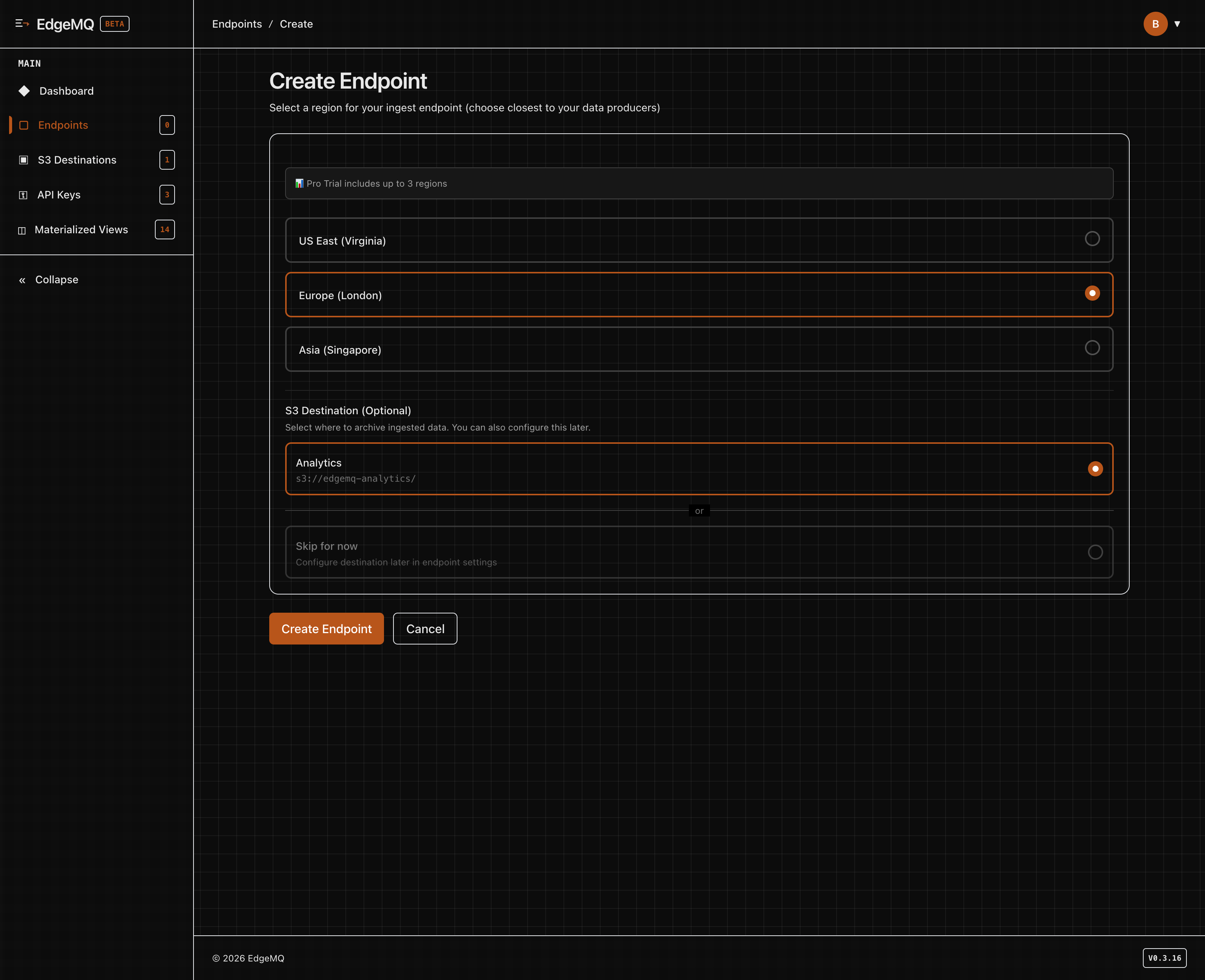 EdgeMQ: easiest way to land data in S3 - Screenshot 2 showing product features and functionality