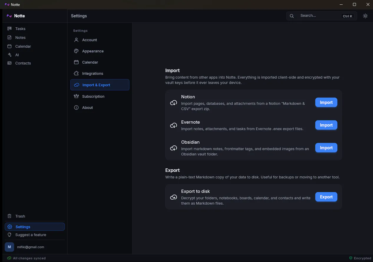 Notte - Privacy-first Workspace gallery image
