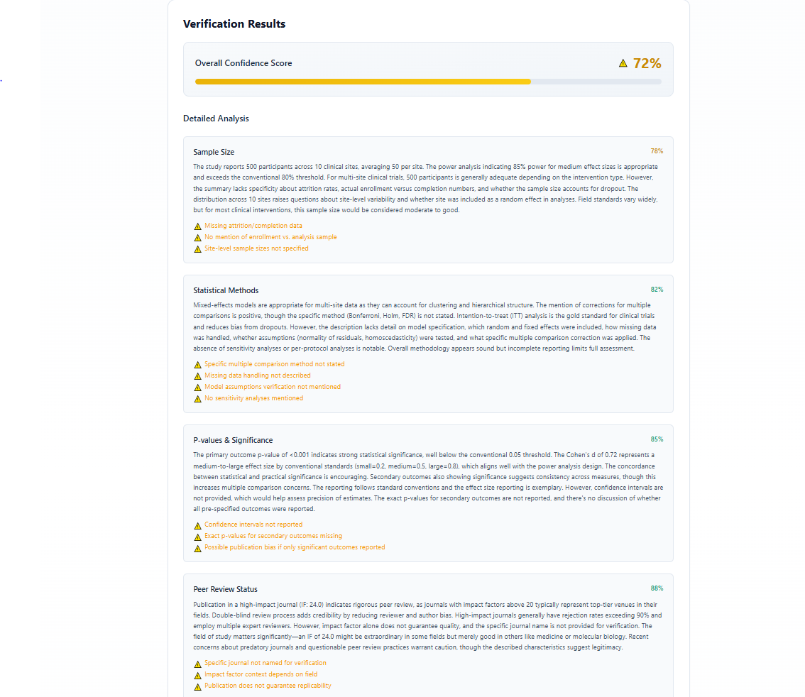 VerifyScience  - Screenshot 3 showing product features and functionality
