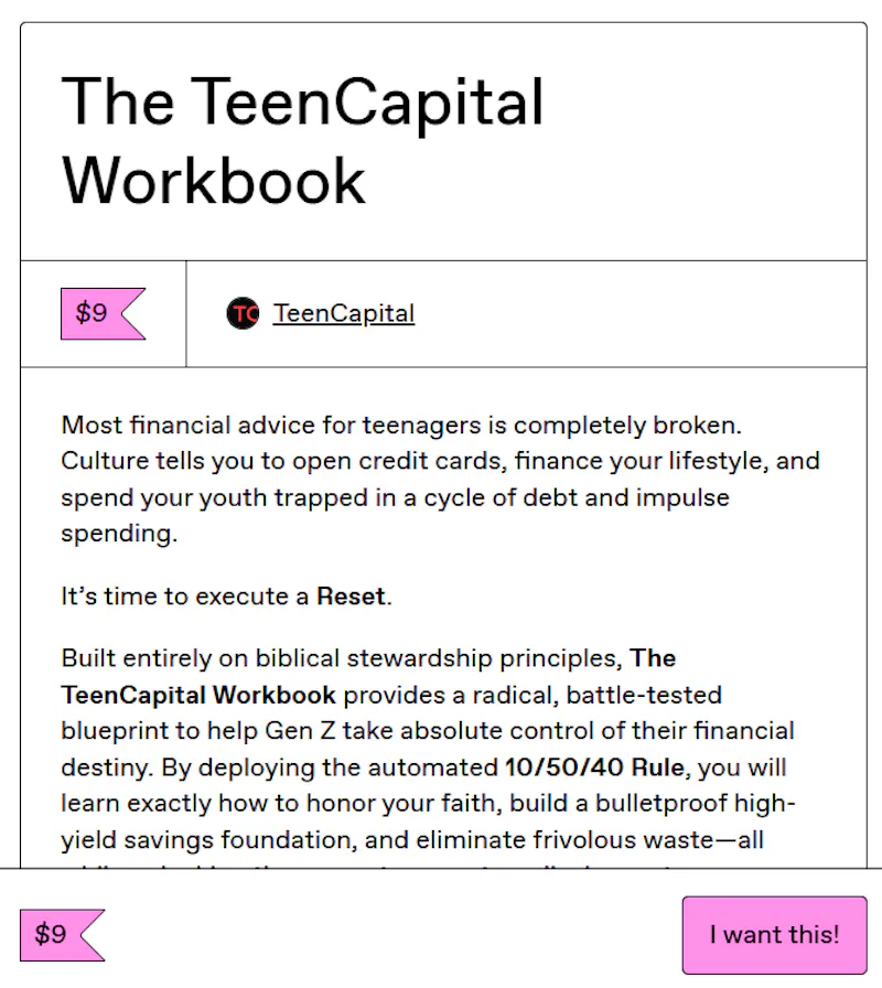 The TeenCapital Workbook Launch screenshot 1