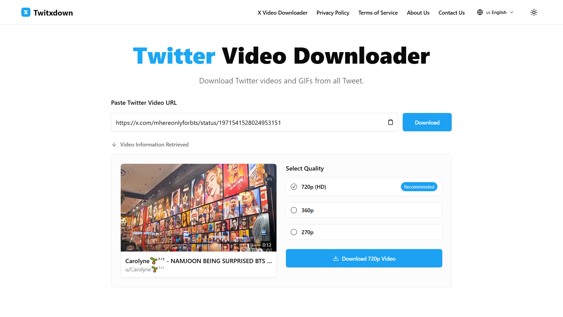 Média Twitter Video Downloader en ligne - Téléchargez des vidéos Twitter en ligne en HD 2