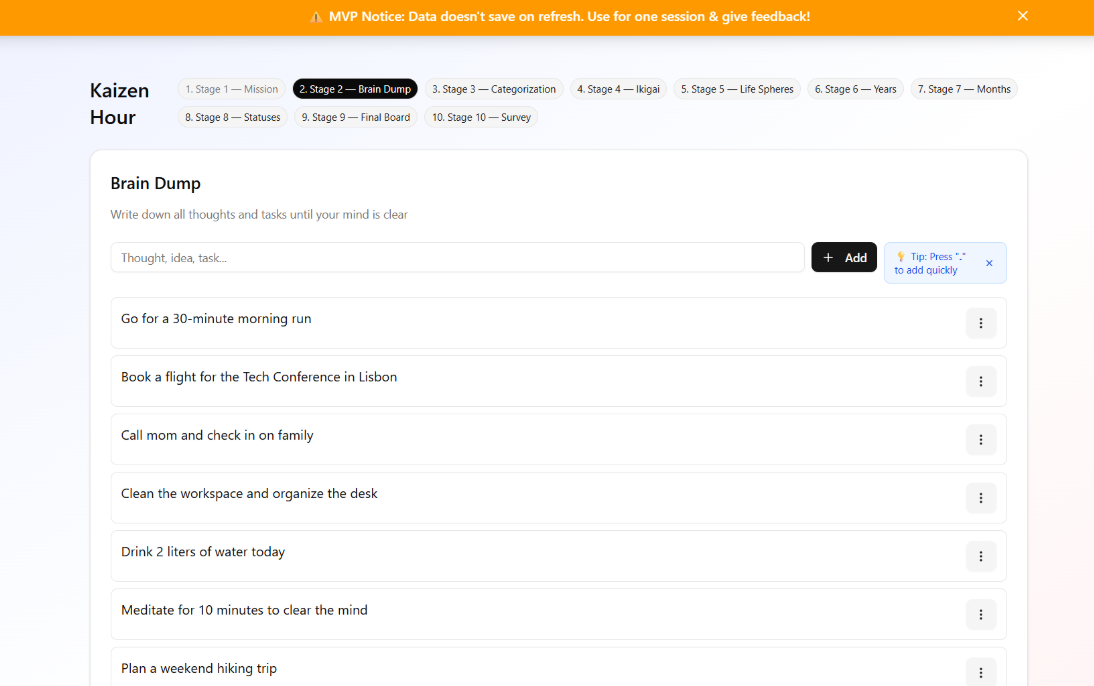 Kaizen Planner - Screenshot 3 showing product features and functionality