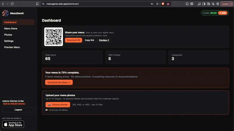 Menu Gen AI  screenshot 3