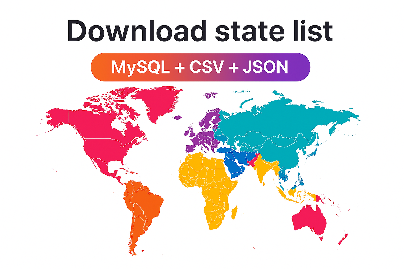Mídia 2 de DataSet do desenvolvedor de dados mundiais - Obter conjunto completo de dados do continente, país, estado, cidade e moeda