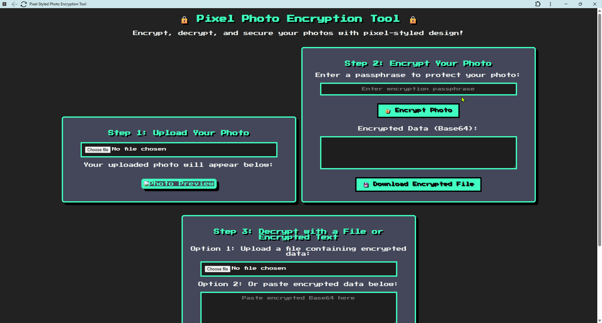  Pixel Photo Encryption Tool  gallery image