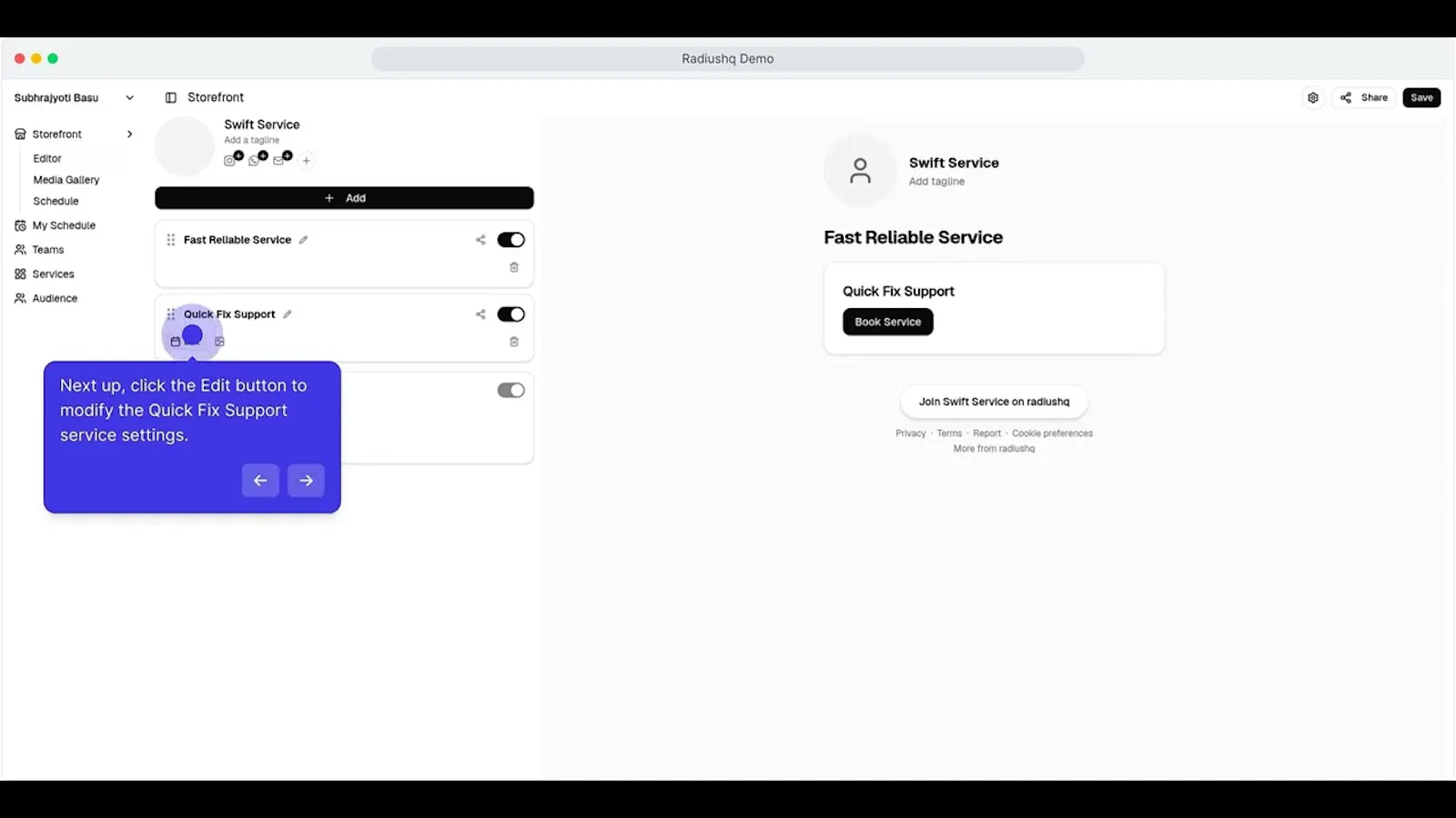 radiusHQ screenshot 1 (video preview)