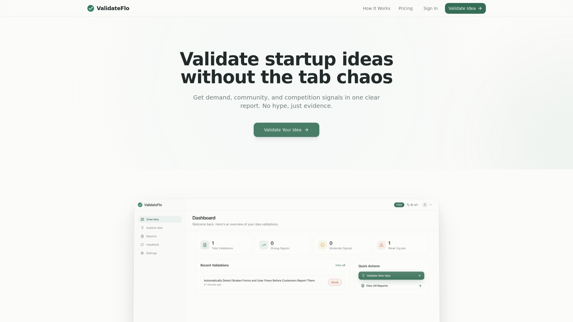 ValidateFlo: Validate startup ideas gallery image