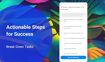 Complex Project Management: A visual depiction of the Motiv8 app&rsquo;s feature for dissecting complex projects. The image shows a flowchart-like structure with interconnected tasks, representing how intricate projects can be broken down into manageable actions.