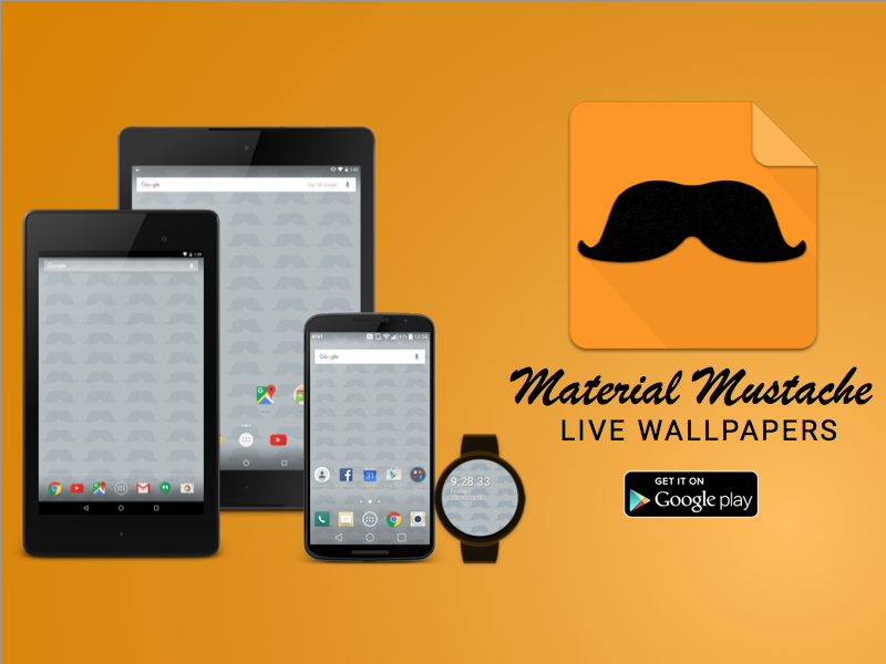 Material Mustache Live Wallpapers