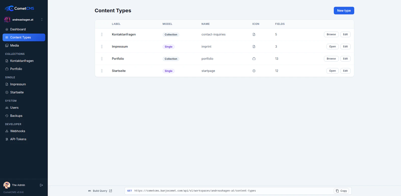 CometCMS screenshot 2
