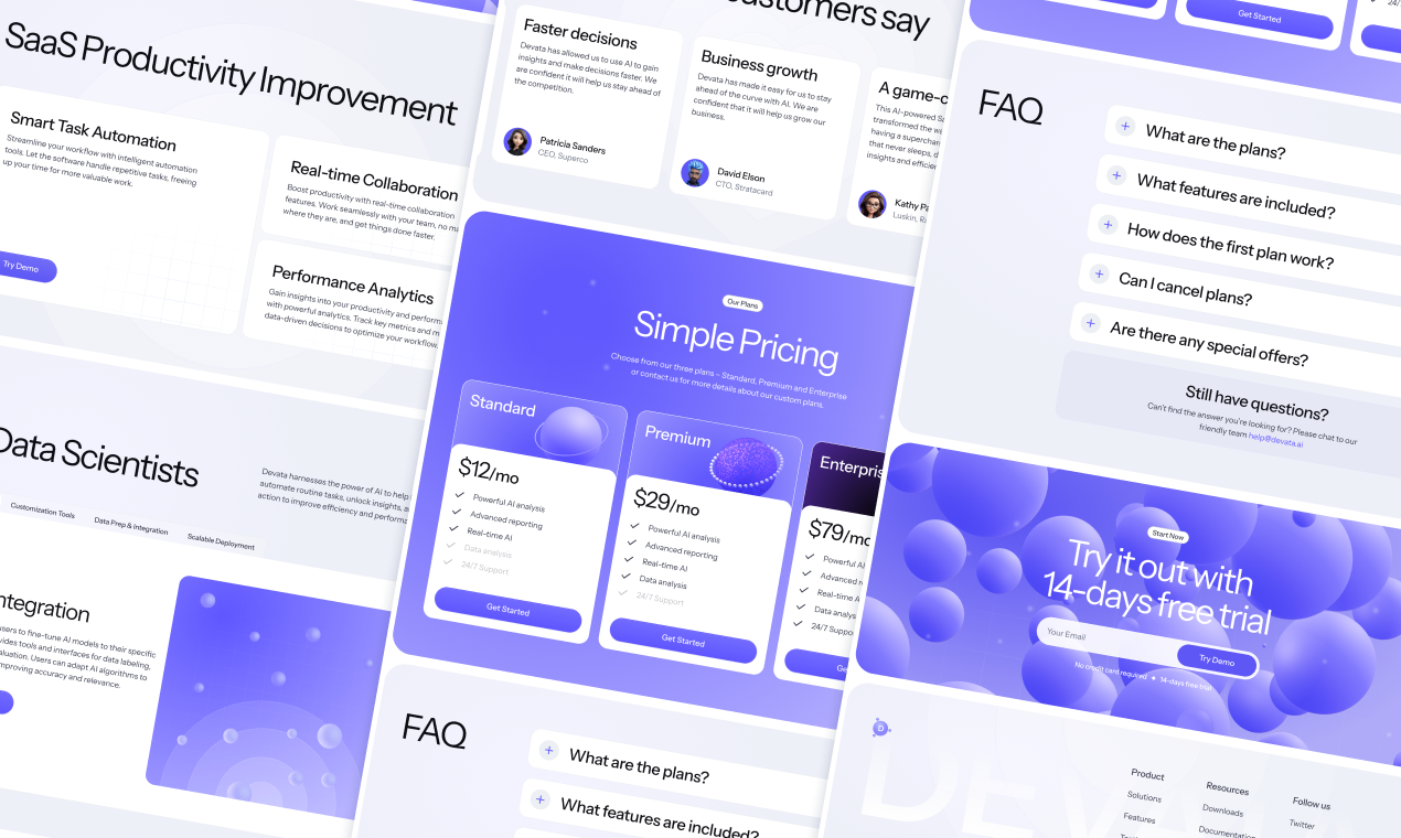 Gottheit Farman SaaS -Vorlage - SaaS -Landing -Page -Vorlage für Ihr Startup Medien 2
