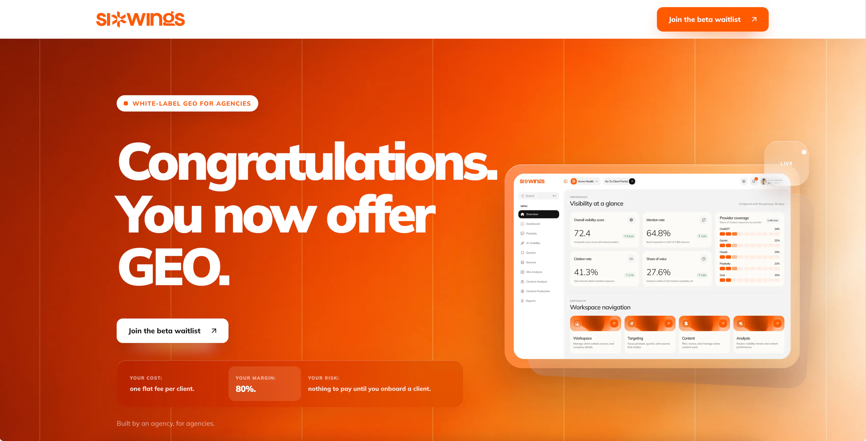 SixWings: White-label GEO for Agencies gallery image