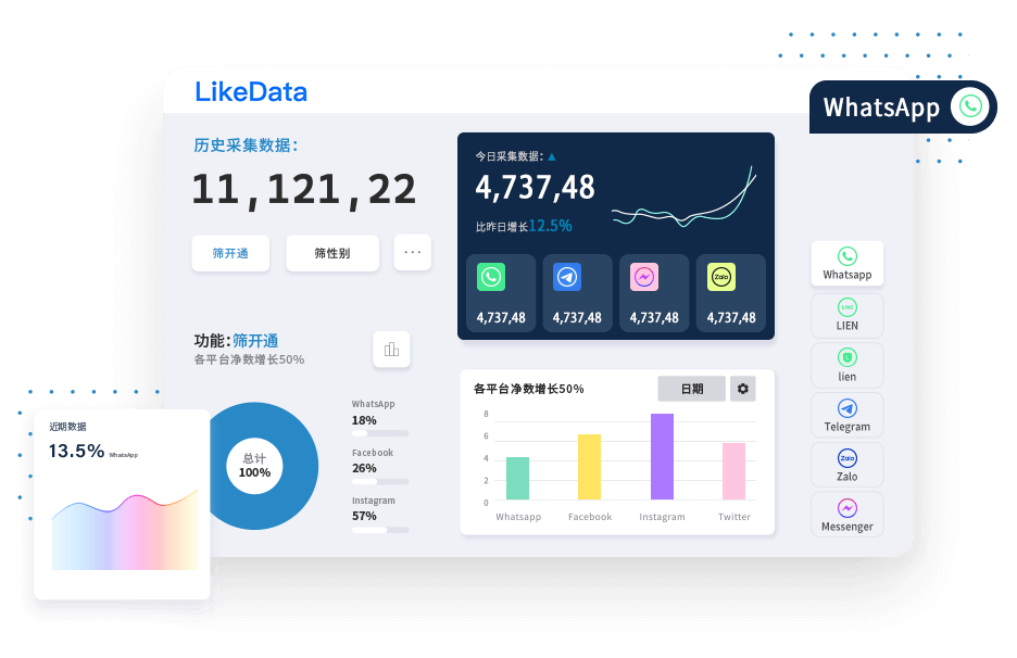 LikeData筛号系统_营销数据聚合平台_出海营销平台 gallery image