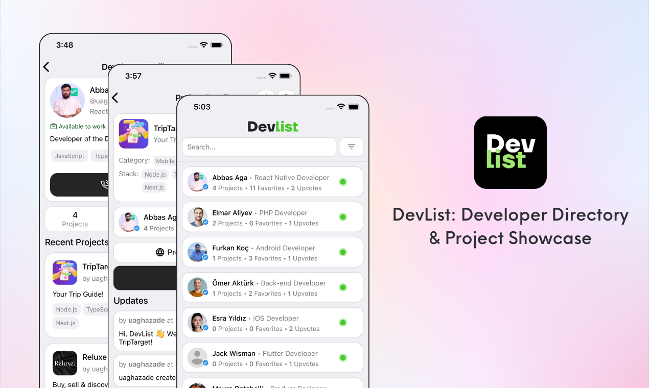 Mídia 1 de Devlist - Mostre seu trabalho, encontre talentos e conecte -se com desenvolvedores