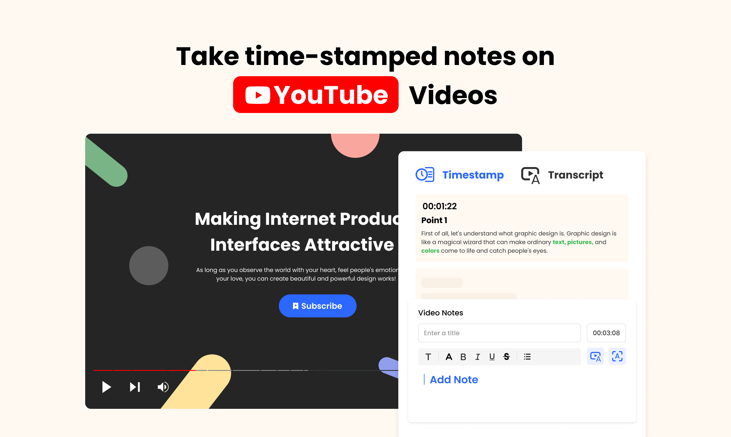Média Take de note vidéo YouTube - Outil gratuit pour prendre des notes à temps d'heure sur les vidéos YouTube 2
