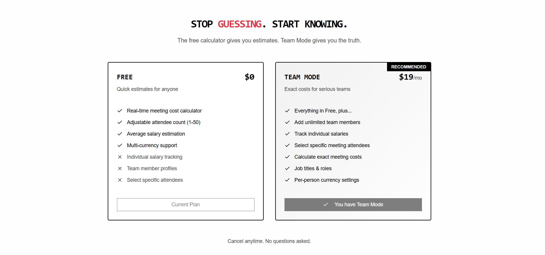 MeetingCost - Screenshot 3 showing product features and functionality