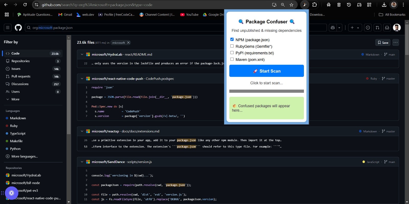 Paco - Confusor del paquete - Extensión de Chrome para encontrar paquetes de NPM faltantes media 3