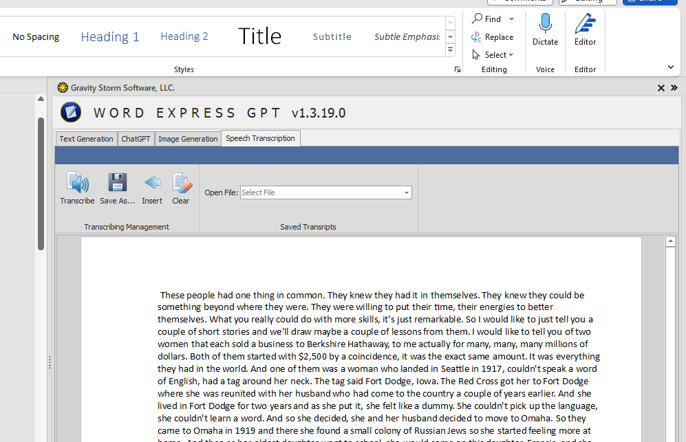 Palabra expresa - Generación de texto e imágenes, transcripción y traducción en Word media 3