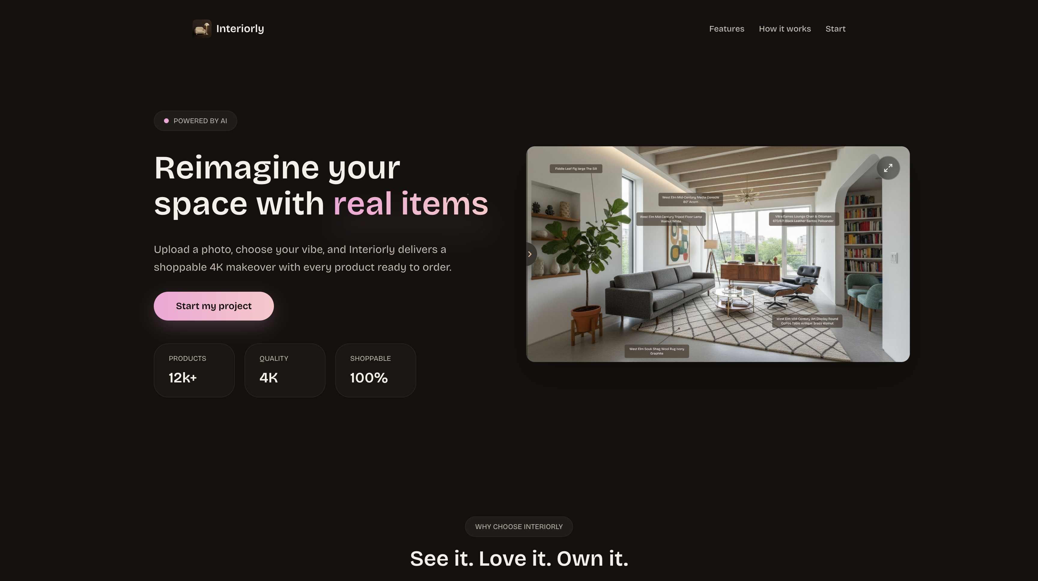 Interiorly - Main screenshot showing features and interface