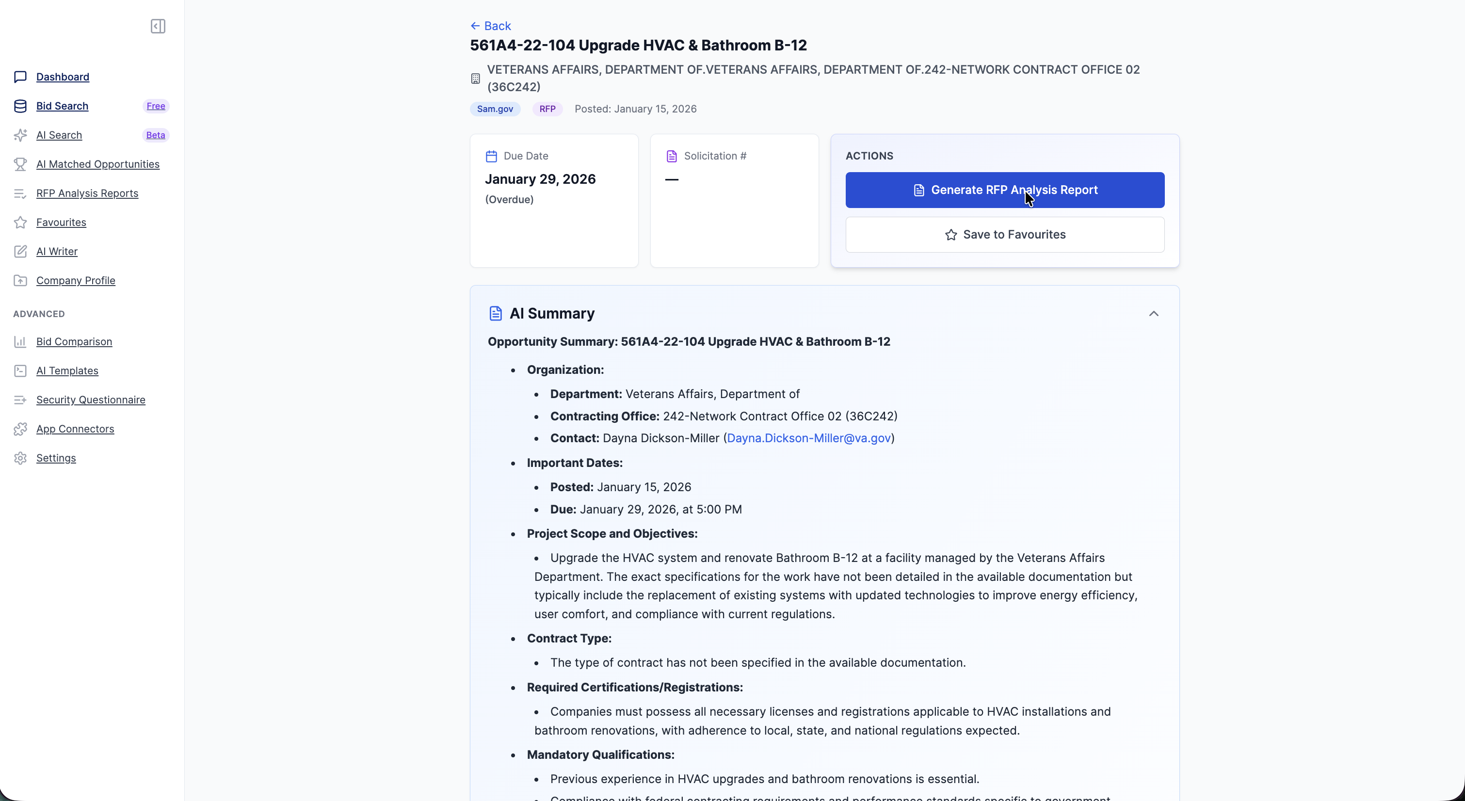 Narwin.AI Gov Bid & Tender Matching Tool gallery image