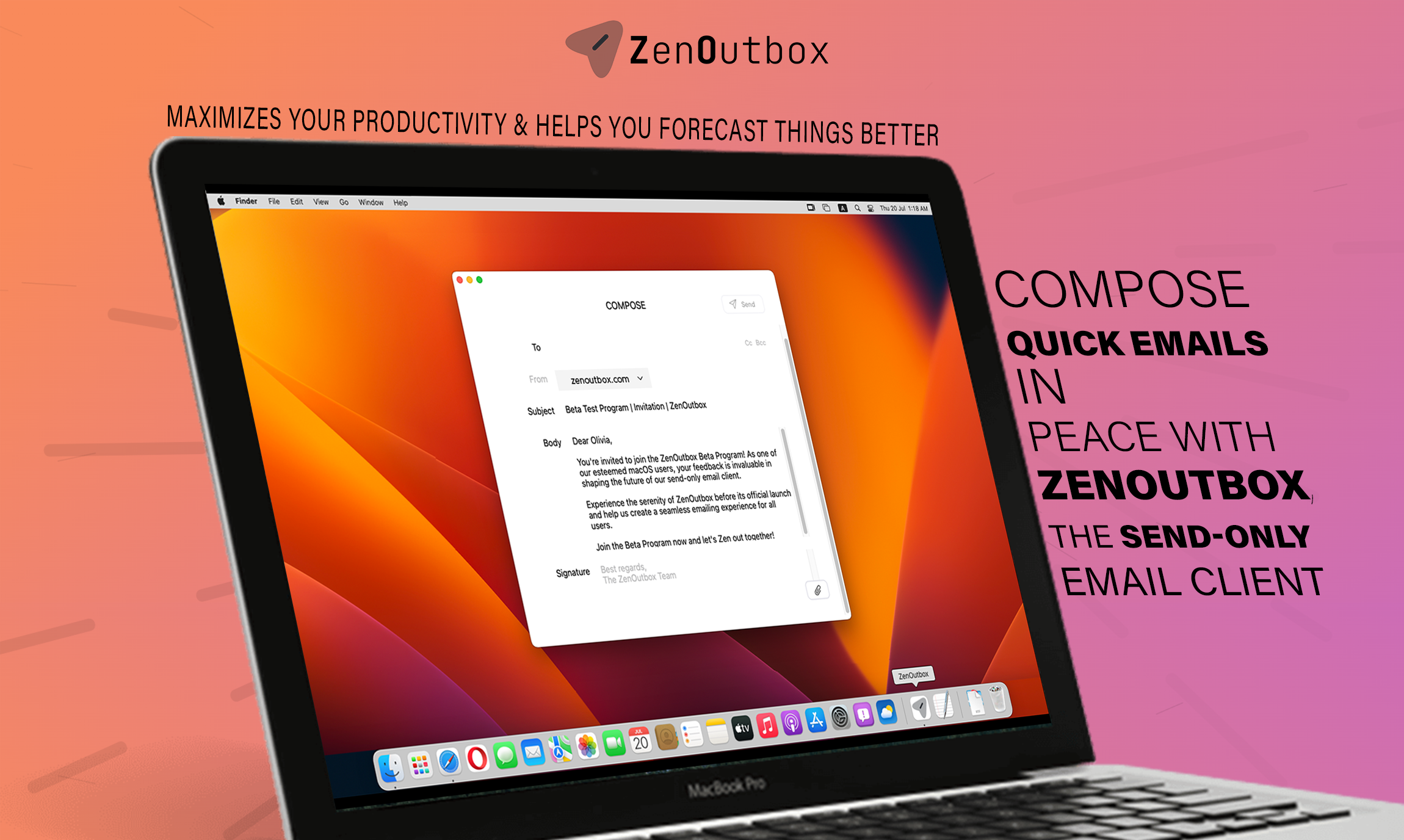 Zenoutbox - Cliente di e-mail di sola invio, comporre in pace, saltare il disordine media 2