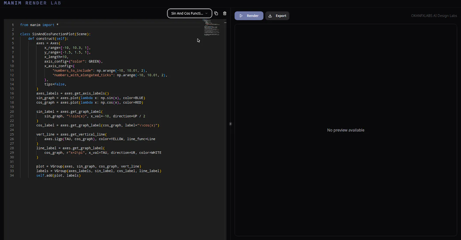 Manim Render Lab screenshot 2