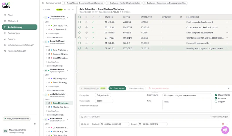 auftakt — time tracking for freelancers screenshot 2