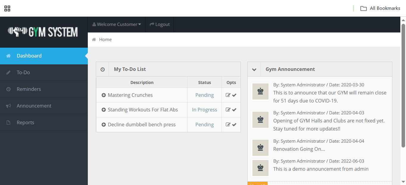 Gym Management System in PHP MySQL gallery image