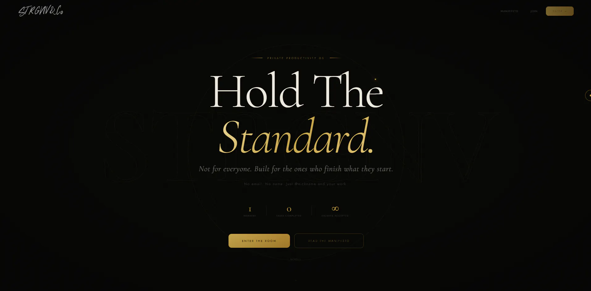 STRGNV & Co. — The Standard product banner