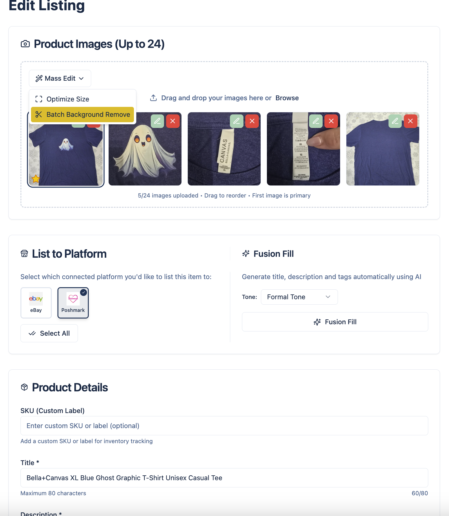 FusionLister - Screenshot 2 showing product features and functionality