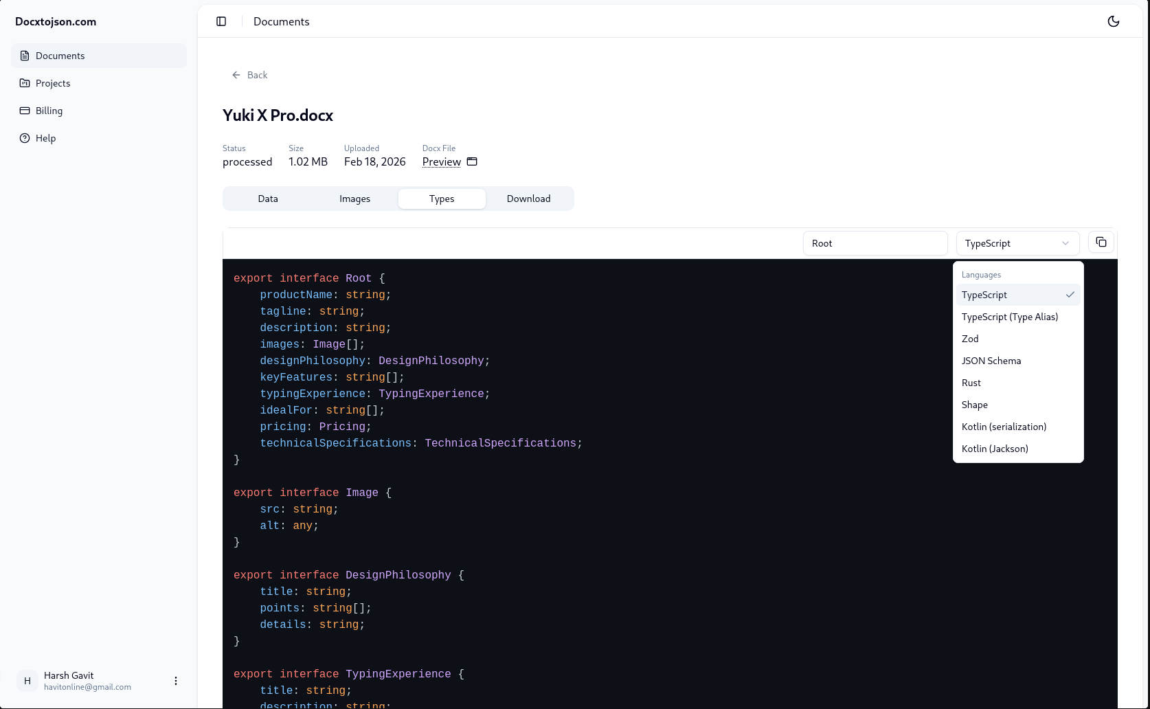 docxtojson.com gallery image
