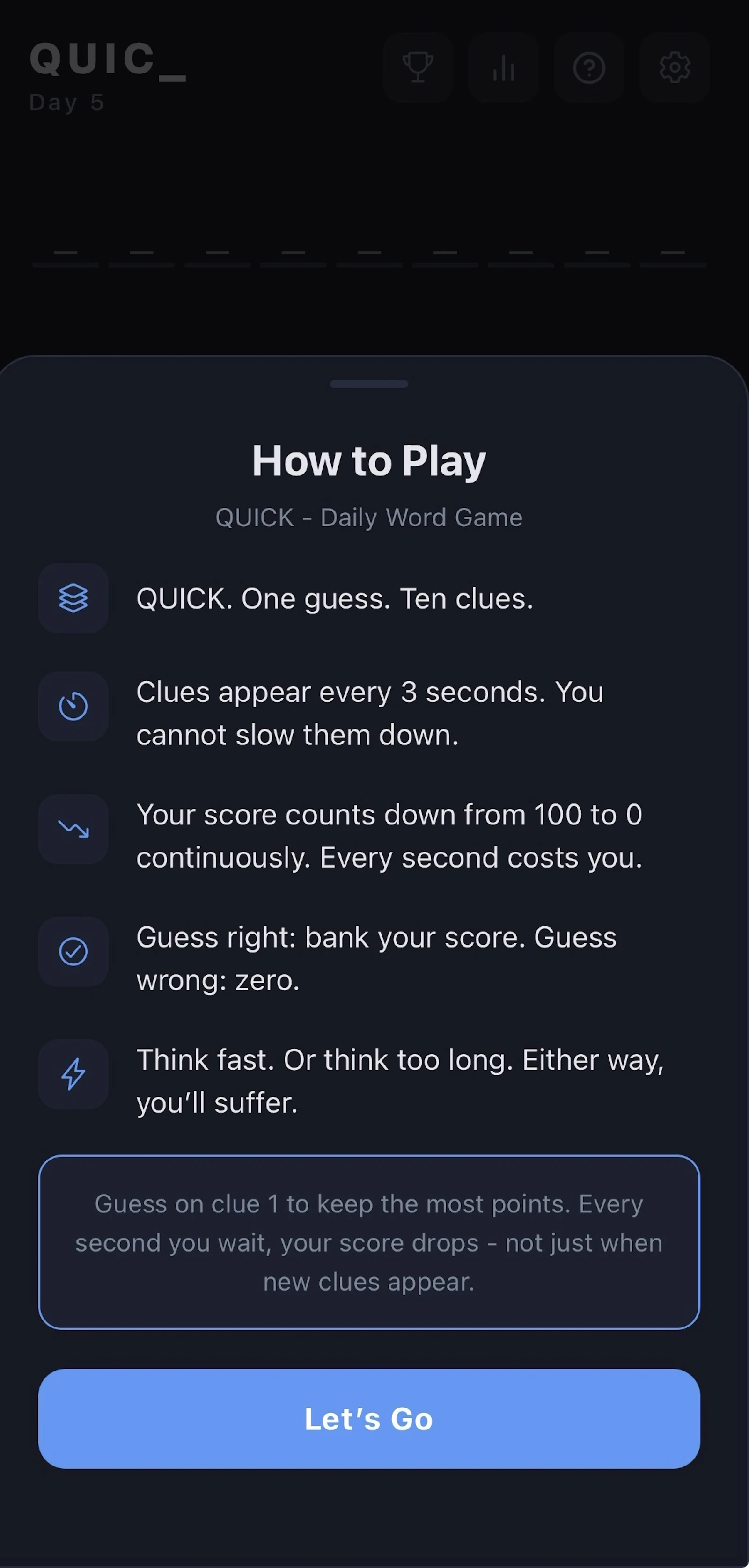 QUICK - Daily Word Game screenshot 1
