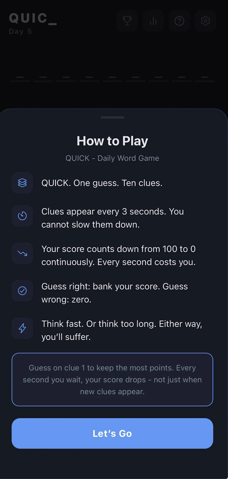QUICK - Daily Word Game screenshot 1