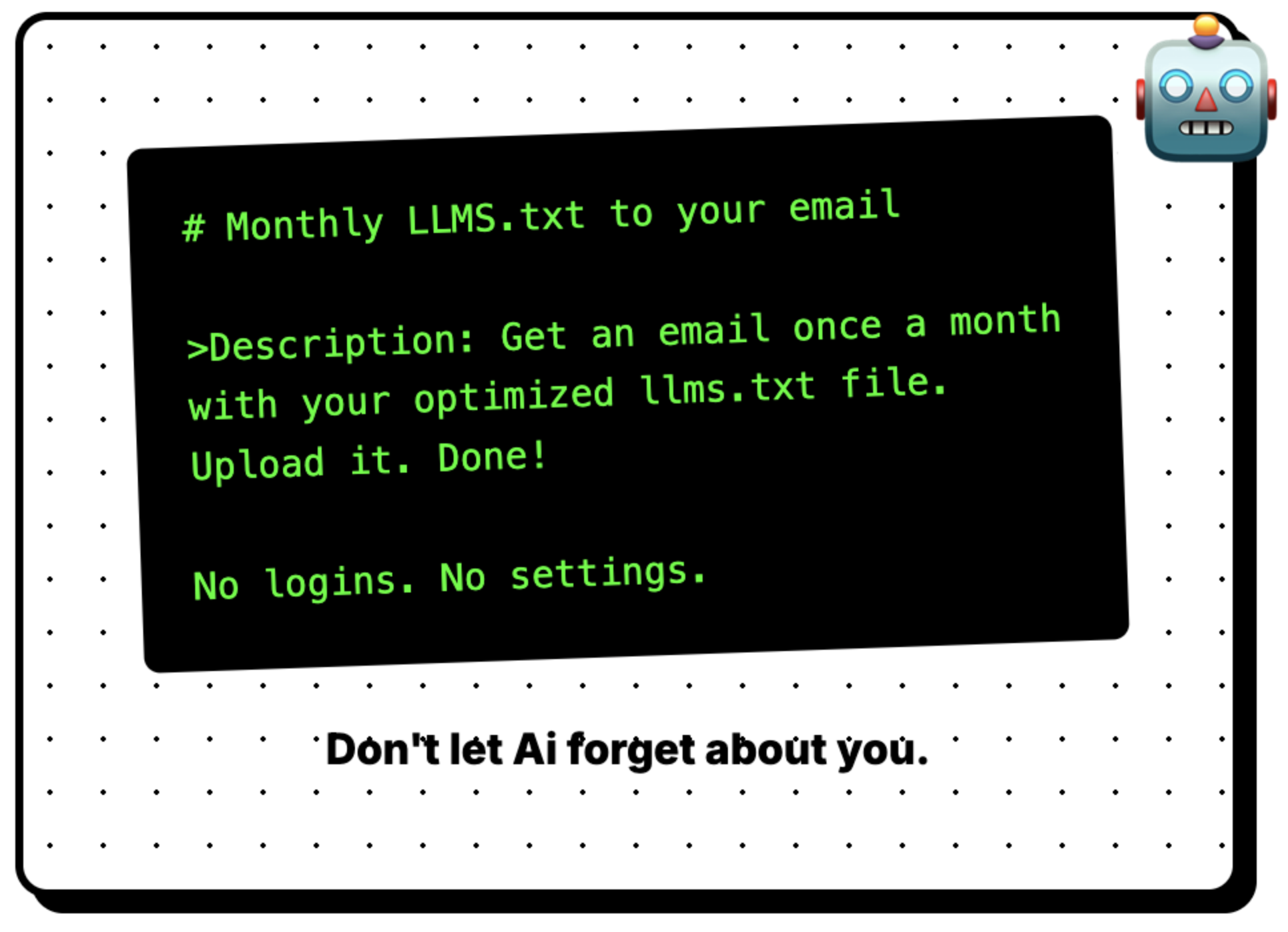 Monthly LLMS.txt to Your Email | Hi LLMs gallery image