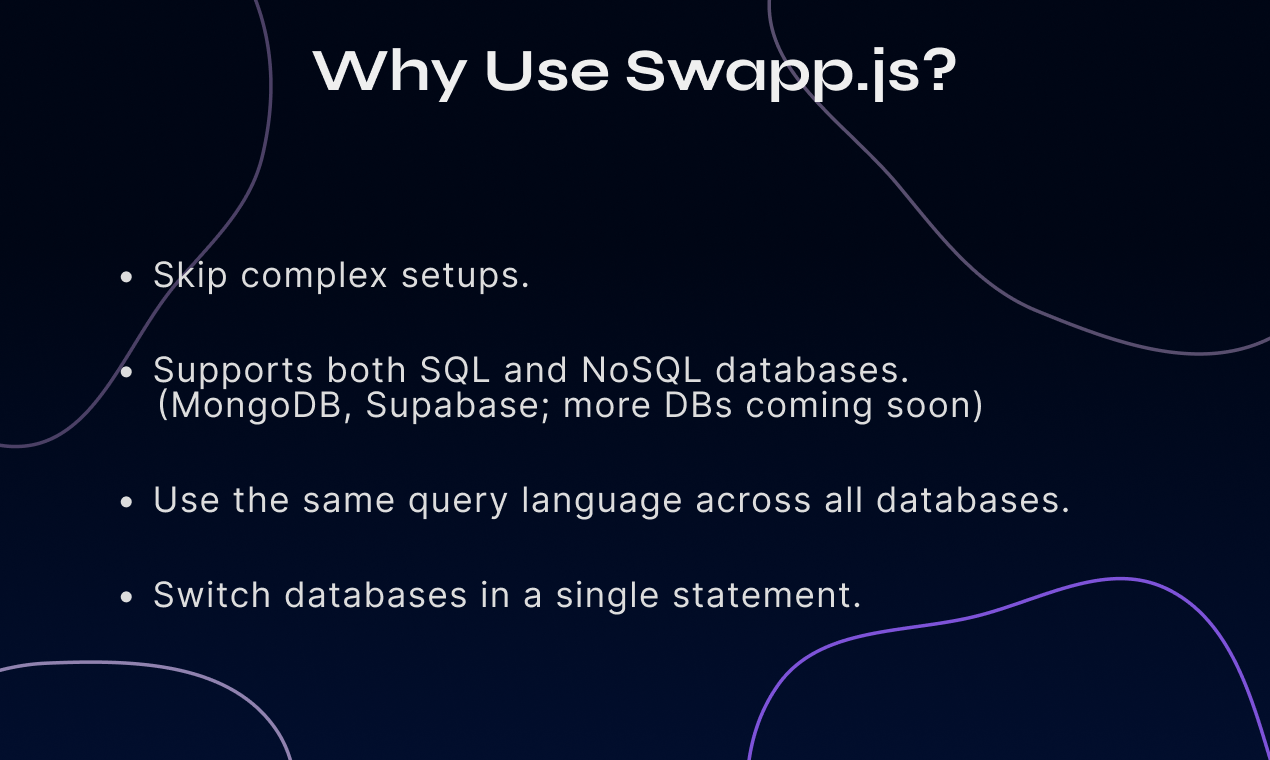SWAPP.JS - Un linguaggio di query, qualsiasi database: semplifica le configurazioni DB media 3