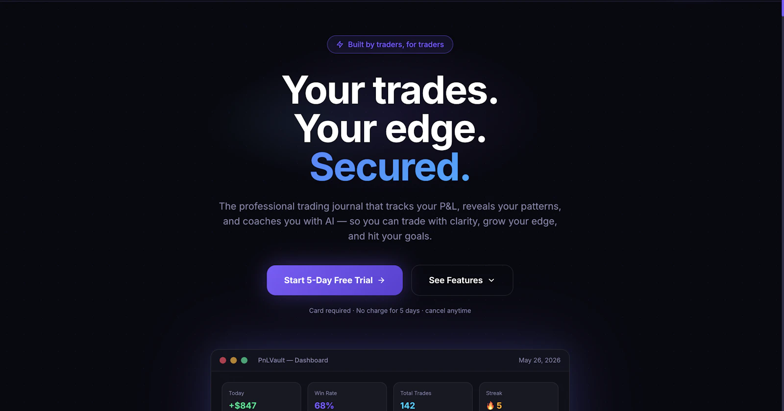 PnLVault — Professional Trading Platform screenshot 1